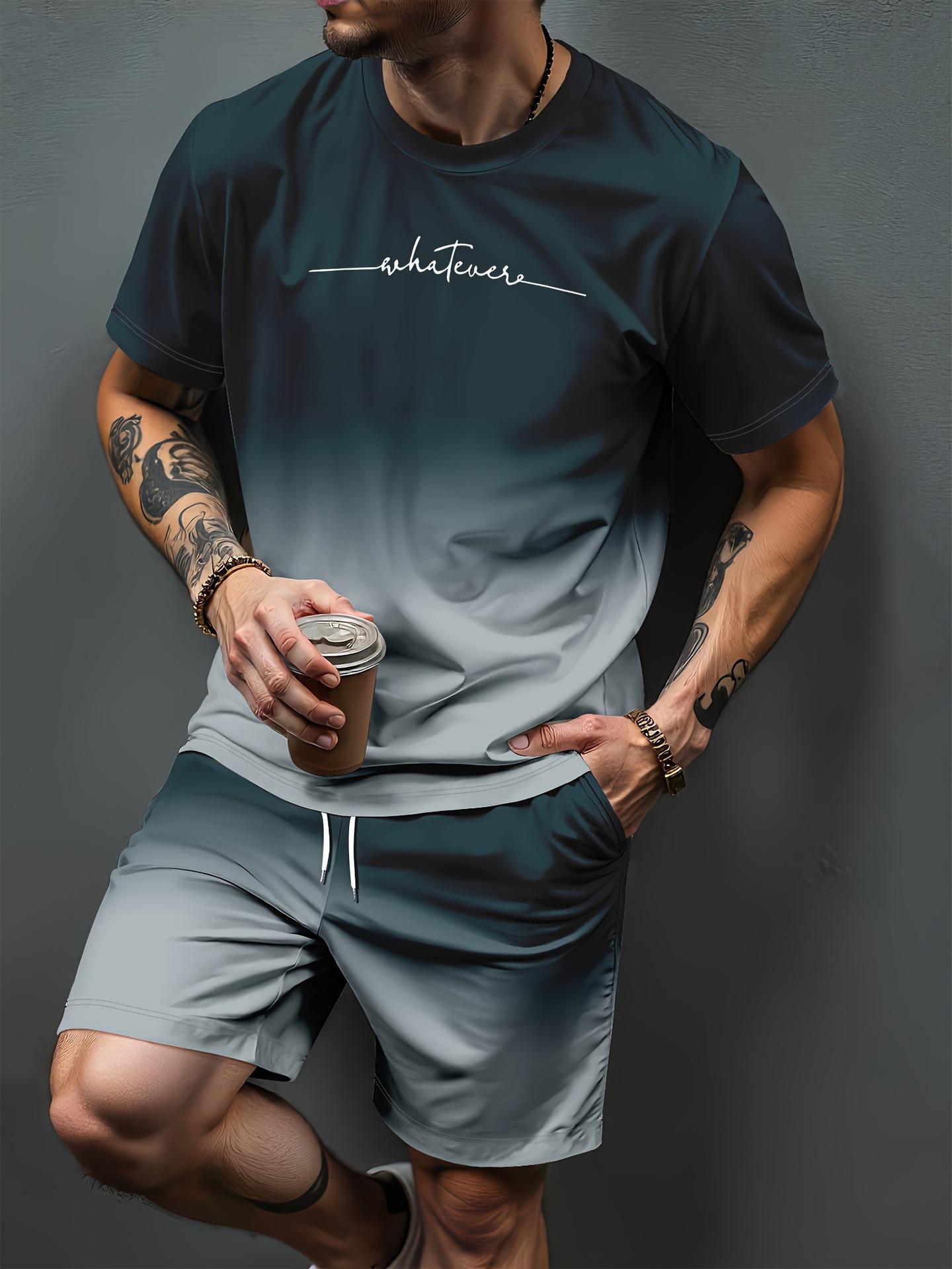 3D Printing Jersey - Спортивные костюмы с градиентным буквенным принтом