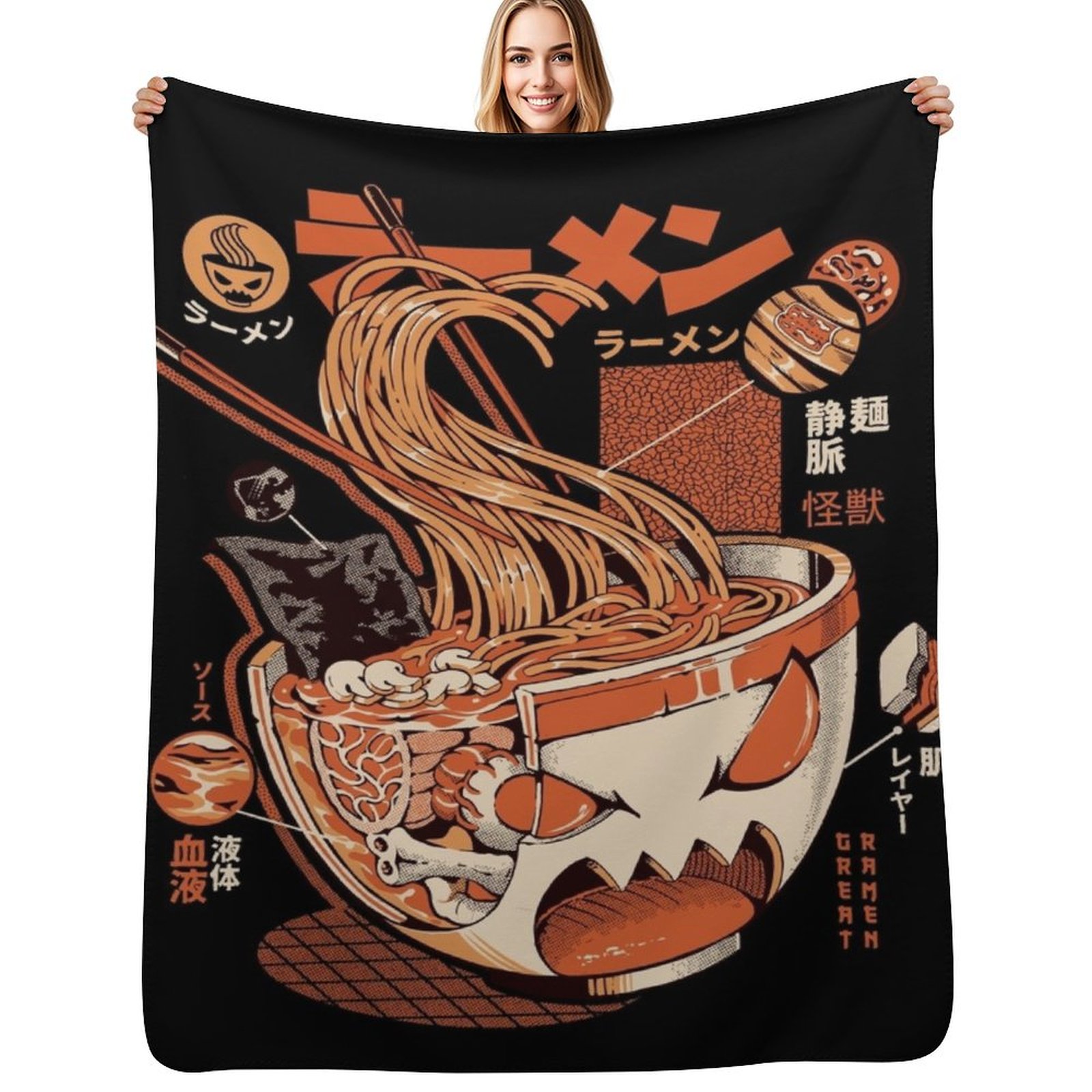 3D Printing X Ray - Black X-ray Great Ramen! Плюшевый плед